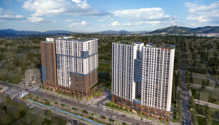 A promotional image of residential buildings of Hillstate brand under the ongoing Sewun redevelopment project, undertaken by Hyundai Engineering, in central Seoul. (Hyundai Engineering)