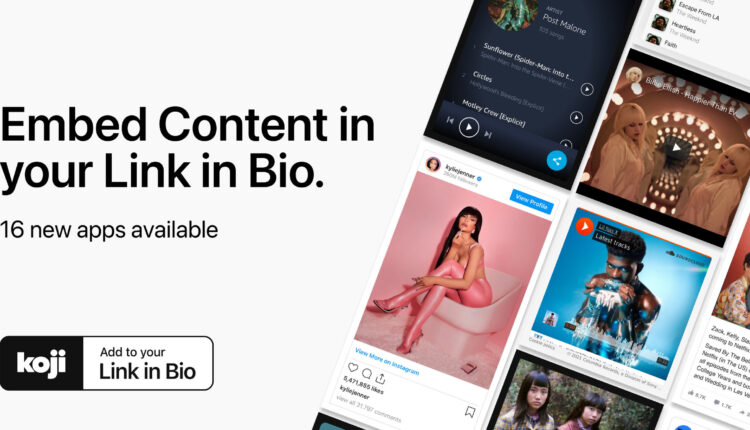 Creator Economy platform Koji announces sixteen new apps for embedding social media content

