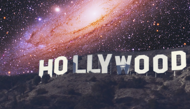 Hollywood Sign with space background